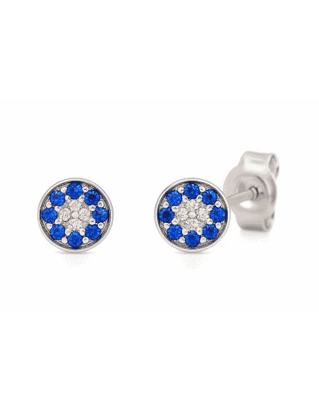 Pendientes de Plata con Circonitas Azules para Mujer o Niña - Plata 925