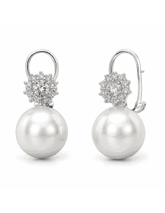 Pendientes para Mujer de plata de ley con perla y circonitas - Plata 925