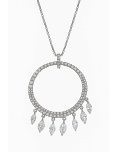 Collar para Mujer Aro fraguado de circonitas con colgantes de circonitas talla navette- Salavatore 246C0001
