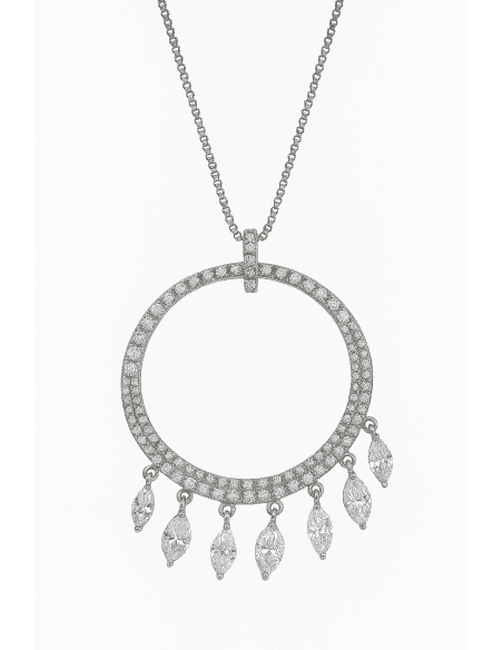 Collar para Mujer Aro fraguado de circonitas con colgantes de circonitas talla navette- Salavatore 246C0001