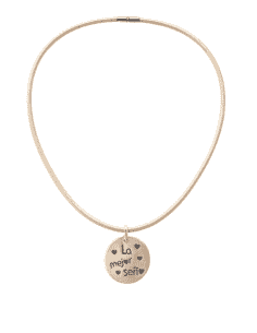 Collar “La Mejor Seño” en Piel y Plata de Ley - Plata 925