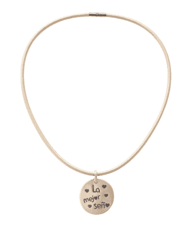 Collar “La Mejor Seño” en Piel y Plata de Ley - Plata 925