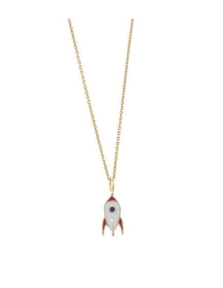 Collar “Houston” cohete, plata de ley bañada en oro y esmalte - Salvatore  213CH142