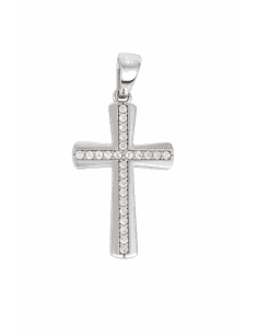 Colgante Cruz Contorno de Circonitas en Plata de Ley - Plata 925