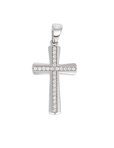 Colgante Cruz Contorno de Circonitas en Plata de Ley - Plata 925