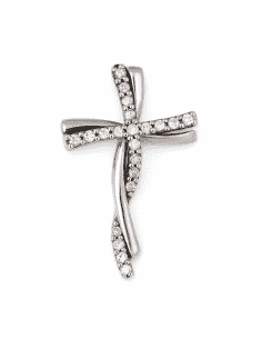 Colgante Cruz Elegante de Plata con Circonitas Brillantes - Plata 925