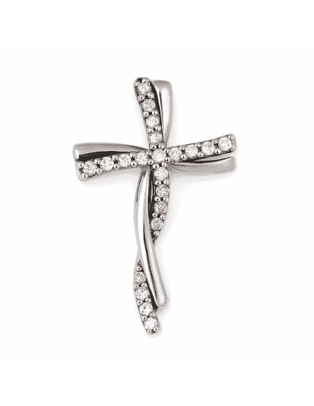 Colgante Cruz Elegante de Plata con Circonitas Brillantes - Plata 925