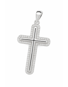 Colgante Cruz de Plata con Circonitas Brillantes - Plata 925
