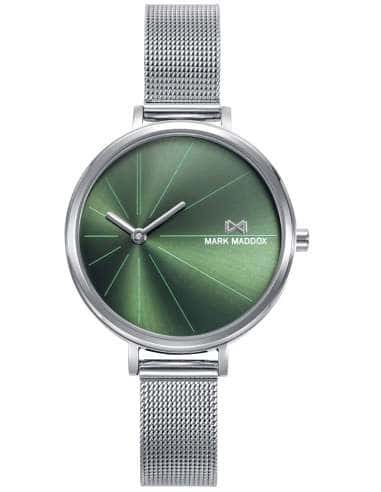 Reloj para Mujer Esfera Verde con Correa de Malla de Acero Inoxidable - Mark maddox MM0140-66