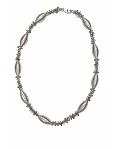 Collar de Plata de Ley con Abalorios Mate y Brillo - Plata 925