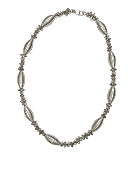 Collar de Plata de Ley con Abalorios Mate y Brillo - Plata 925