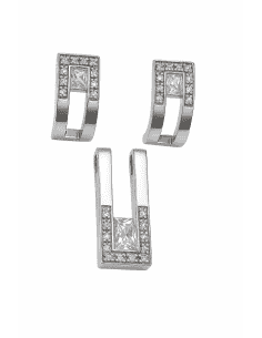 Conjunto de Pendientes y Colgante en Plata de Ley con Circonitas - Plata 925