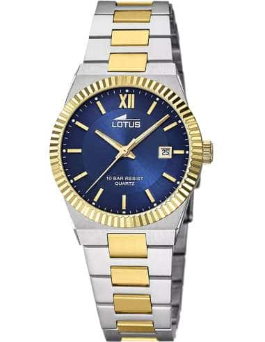 Reloj para Mujer de Acero Bicolor con Esfera Azul y Calendario - Lotus 18839/3
