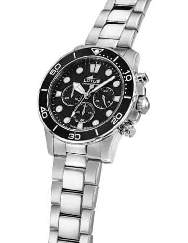 Reloj para Hombre Cronógrafo Acero con Esfera Negra - Lotus 18756/3