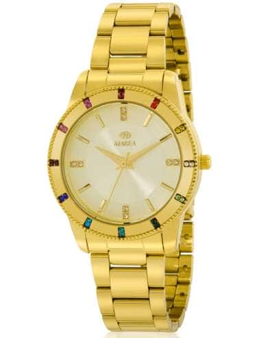 Reloj para Mujer de Acero Dorado con Cristales Multicolor - Marea B41371/5
