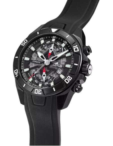 Reloj para Hombre Cronógrafo con Correa Negra y Esfera Azul - Lotus 18945/6