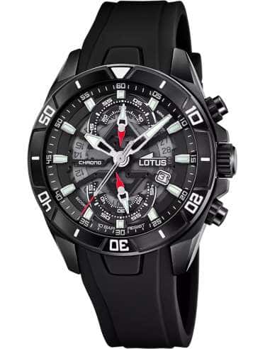 Reloj para Hombre Cronógrafo con Correa Negra y Esfera Azul - Lotus 18945/6