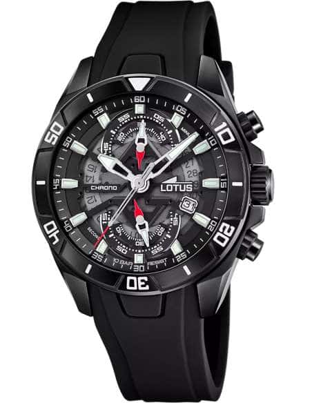 Reloj para Hombre Cronógrafo con Correa Negra y Esfera Azul - Lotus 18945/6