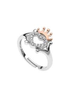 Anillo Unisex Corazón con Corona Rosé en Plata de Ley - Disney RS00001TZWL-4.CS