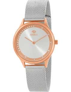 Reloj para Mujer con Caja Oro Rosa y Correa de Malla Plateada con Detalles de Cristales - Marea B41334/3