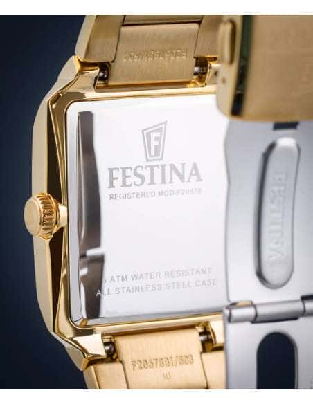 Reloj para Hombre  Acero Dorado Rectangular con Calendario - Festina  F20678/2