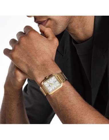 Reloj para Hombre  Acero Dorado Rectangular con...
