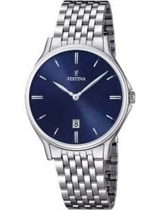 Reloj para Hombre Festina Clásico Acero con Esfera Azul y Calendario