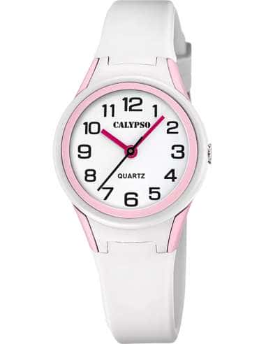 Reloj para Niña Correa Blanca con Esfera Rosa y Números Negros - Calypso K5834/1