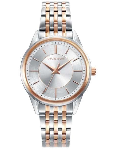 Reloj para Mujer de Acero Bicolor con Detalles Rosados y Esfera Plateada - Viceroy 401072-97