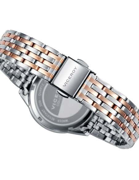 Reloj para Mujer de Acero Bicolor con Detalles Rosados y Esfera Plateada - Viceroy 401072-97