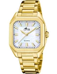 Reloj para Mujer de Acero Dorado con Esfera Nácar Rectangular - Lotus 18970/2