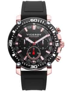 Reloj para Hombre Cronógrafo Acero y Negro con Detalles en Oro Rosa - Viceroy 46827-57