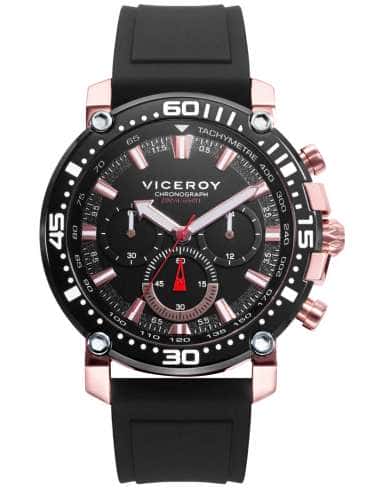 Reloj para Hombre Cronógrafo Acero y Negro con Detalles en Oro Rosa - Viceroy 46827-57