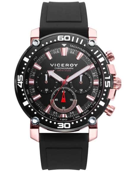 Reloj para Hombre Cronógrafo Acero y Negro con Detalles en Oro Rosa - Viceroy 46827-57