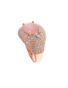 Anillo para Mujer de plata chapado en oro rosa con circonitas y cristal rosa  -  Salvatore 252S0060/14