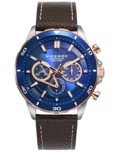 Reloj para Hombre Chronograph Azul con Correa de Piel Marrón - Viceroy 46845-37