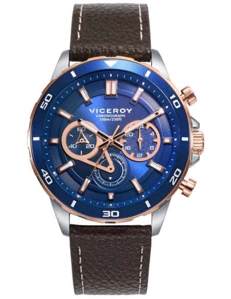 Reloj para Hombre Chronograph Azul con Correa de Piel Marrón - Viceroy 46845-37