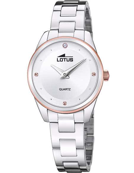 Reloj para Mujer de Acero con Detalles en Rosa y Esfera Minimalista - Lotus 18795/1