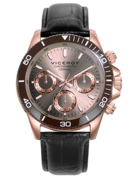 Reloj para Hombre Chronograph Ceramic con Caja Oro Rosa y Correa de Piel Negra - Viceroy 401401-17