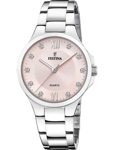 Reloj para Mujer de Acero  con Esfera Rosada y Detalles de Cristales - Festina F20582/2