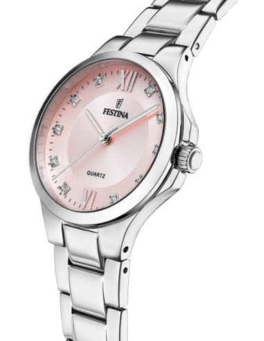 Reloj para Mujer de Acero  con Esfera Rosada y Detalles de Cristales - Festina F20582/2