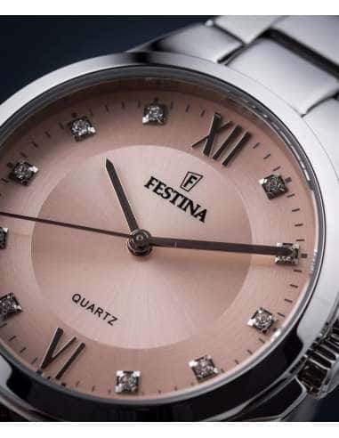 Reloj para Mujer de Acero  con Esfera Rosada y Detalles de Cristales - Festina F20582/2