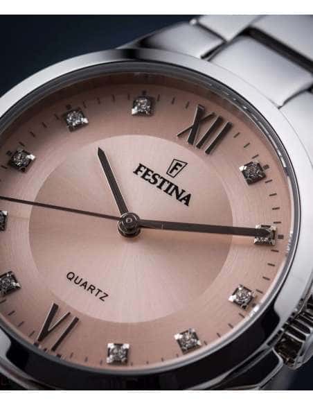 Reloj para Mujer de Acero  con Esfera Rosada y Detalles de Cristales - Festina F20582/2
