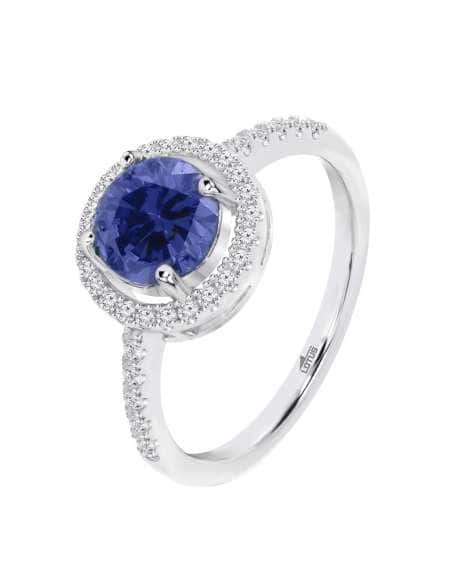 Anillo para Mujer de Plata con Circonita Azul y Pavé de Circonitas - Lotus LP3790-3/114
