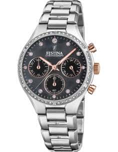 Reloj para Mujer Cronógrafo en Acero con Esfera Negra y Cristales - Festina F20401/4