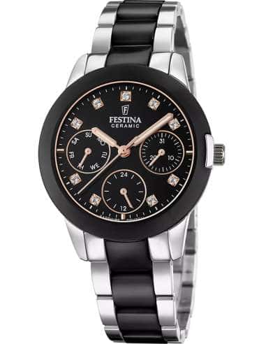 Reloj para Mujer Ceramic y Multifunción con Detalles en Negro y Cristales - Festina F20497/3