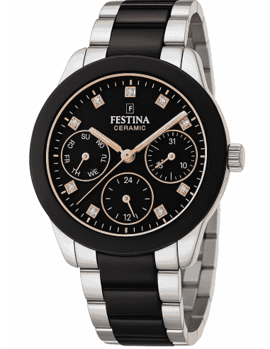 Reloj para Mujer Ceramic y Multifunción con Detalles en Negro y Cristales - Festina F20497/3
