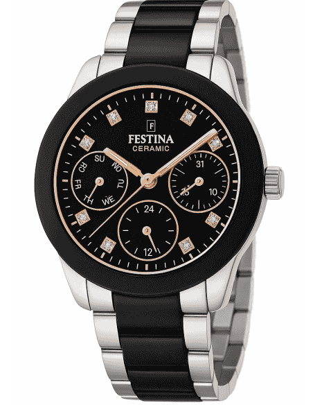 Reloj para Mujer Ceramic y Multifunción con Detalles en Negro y Cristales - Festina F20497/3