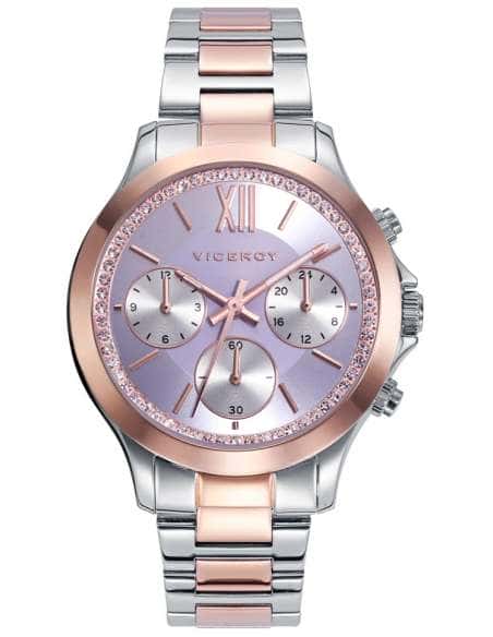 Reloj para Mujer Cronógrafo Bicolor en Acero con Detalles Rosé y Circonitas- Viceroy 42434-93