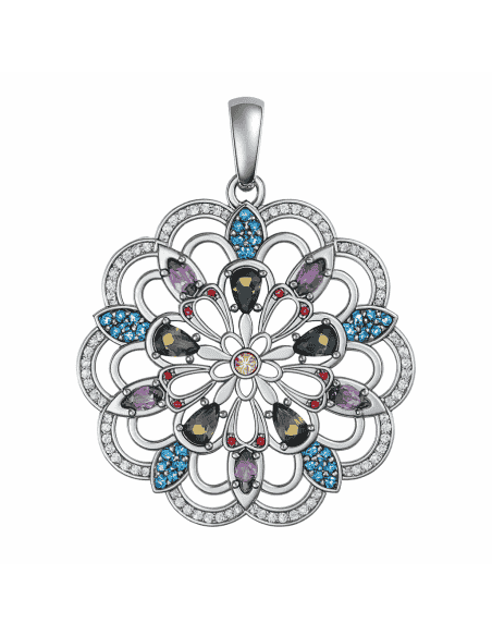 Colgante para Mujer plata de ley con circonitas de colores - Plata 925